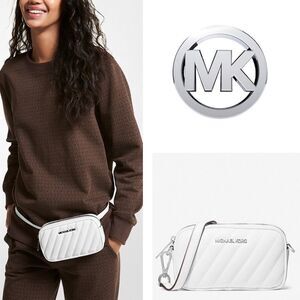 MK Rose Optic White Convertible Quilted Belt Bag